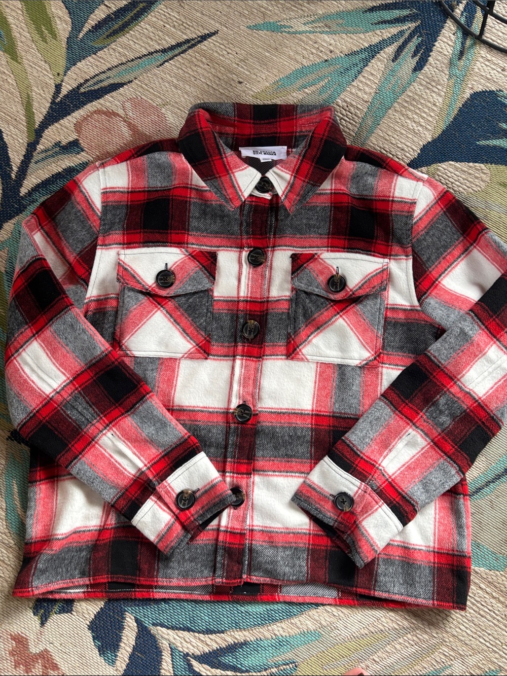 BB Dakota Red White & Gray Plaid women’s XL Button-Up Shacklet